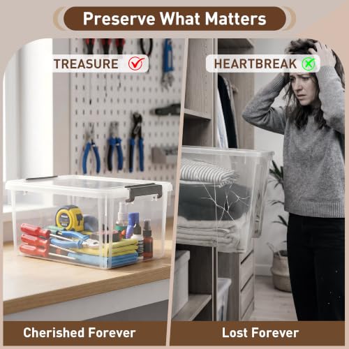 2 Pack 17 QT Clear Plastic Storage Bins with Latching Lids (Clear White / 2 PCS-17 QT)