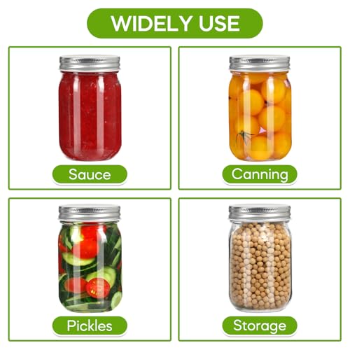 Glass Mason Jars 16 oz (Silver Lids-16oz)