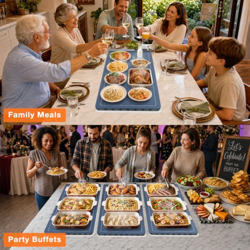 Extra Large Warming Mat for Food (XX Large Size: 36"x16" / Navy)