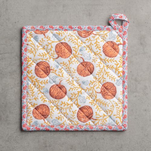 Pot Holders 100% Cotton Potholders (033 - Harvest Festival / 8" x 8" (Pot Holder Pack of 1))