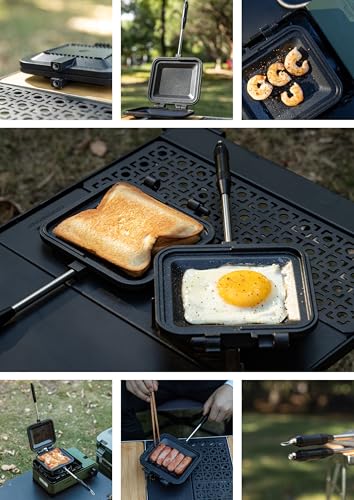 Sandwich Maker Hot Sand Single Burner Gas Fire Open Fire Compact Aluminum TT (Black w/ bag)