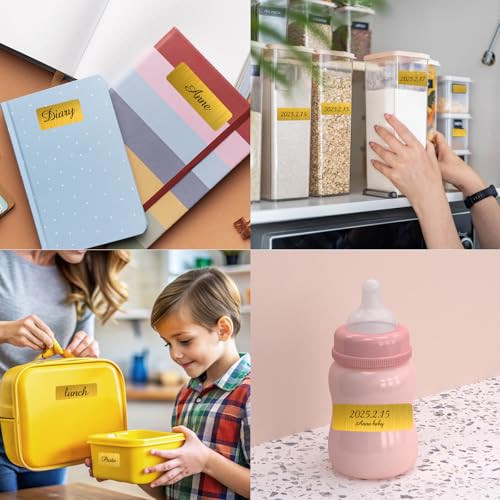 Gold Label Stickers Removable Writable Gift Labels (Gold- a / 1 x 2 inches, 1 x 3 inches Set)