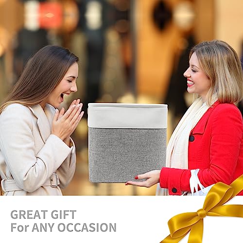 Collapsible Fabric Storage Cubes 11x11 Cube Storage Bins (Gray / Off-White / Cube - 11"x11"x11")