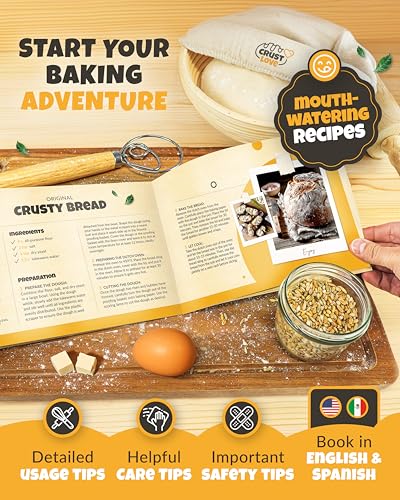 5 QT Enameled Dutch Oven for Bread Baking with Lid & Starter Kit (Cream white / 5QT Dome)