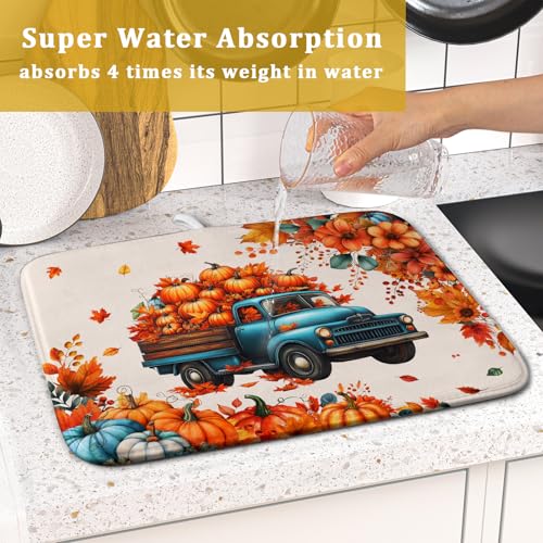 Truck Absorbent Dish Drying Mat (Fall Truck 605 / 18" x 16")