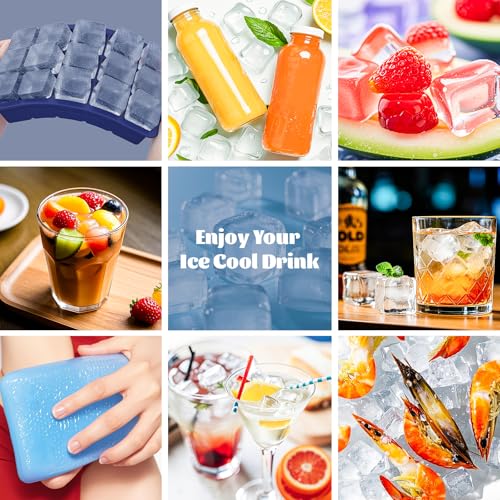 Silicone Ice Cube Tray 3 Pack (Ice Cube Tray 3 Pack / Blue+Mint Green+Pink)