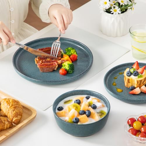 Plates and Bowls Sets (Smoky Teal / 24 Pcs (Service for 8))