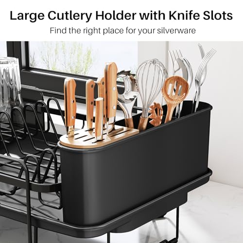Large Dish Drying Rack for Kitchen Counter (Black)
