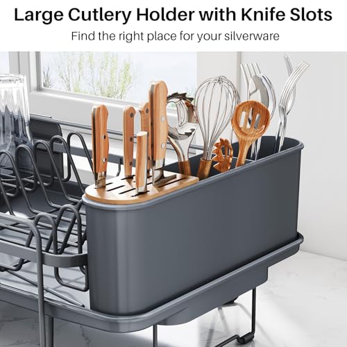 Large Dish Drying Rack for Kitchen Counter (Gray)