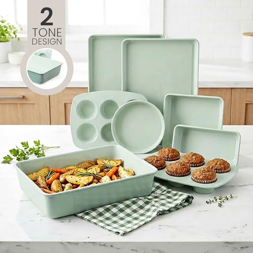 8 Piece Stackable Bakeware Set (Sage)