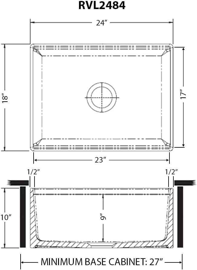 Ruvati 24 inch Fireclay Workstation White Farmhouse Kitchen Sink Apron Front Single Bowl - RVL2484WH