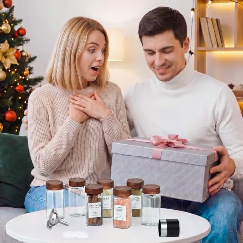 Glass Spice Jars with Labels (24+2pcs rack)
