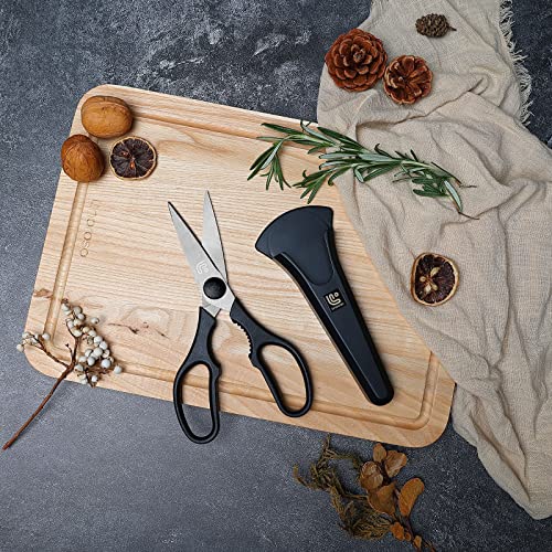 Kitchen Scissors All Purpose Kitchen Shears with Magnetic Holder (Black)