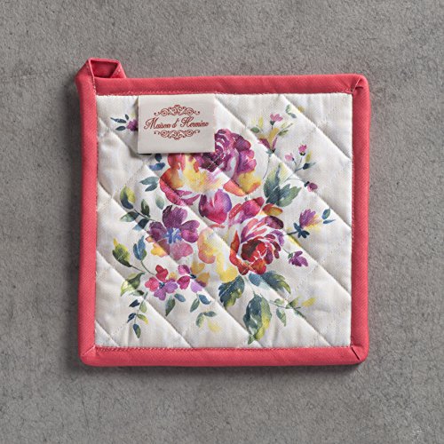 Pot Holders 100% Cotton Potholders (081 - Rose Garden / 8" x 8" (Pot Holder Pack of 1))