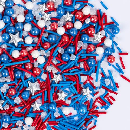Edible Patriotic Sprinkles for Cake Decorating (Patriotic Stars)