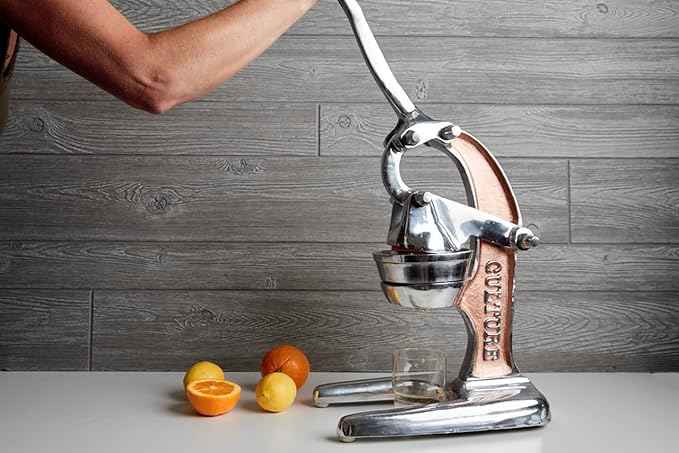 Artisan Cast Aluminum Professional Grade Manual Hand Press Juicer for Orange, Grapefruit, and Large Citrus Fruits Morning Drinks, Cocktails, or Cooking by Verve CULTURE - Rose Gold - Large 14x9x17