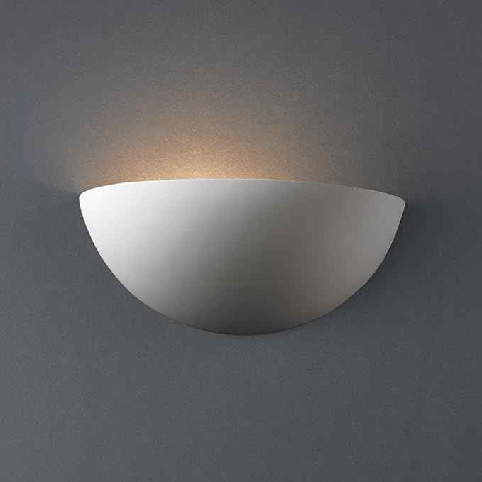 Dimmable Ceramic Quarter Sphere Paintable Wall Sconce Light for Living Room, Dining Room, Bedroom, Bathroom, Hallway, Home Theater, Kitchen or Office, Ceramic Bisque