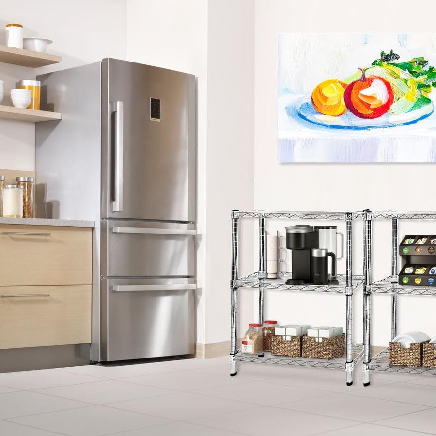 Shelving Inc. 8" d x 30" w x 34" h Chrome Wire Shelving with 3 Tier Shelves (3 Count)