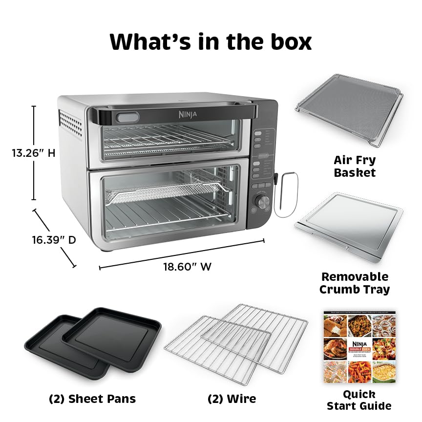 DCT451 12-in-1 Smart Double Oven with FlexDoor, Thermometer, FlavorSeal, Smart Finish, Rapid Top Convection and Air Fry Bottom , Stainless Steel (12-in-1 w/ Flexdoor)