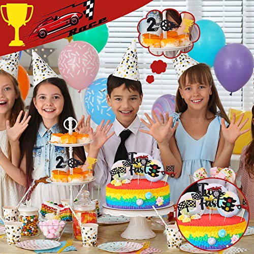 49 Pcs Two Fast Cake Topper Car Cupcake Topper 2nd Birthday Decor