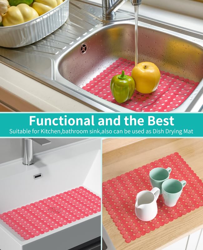 2 Pack Kitchen Sink Mat (Red)