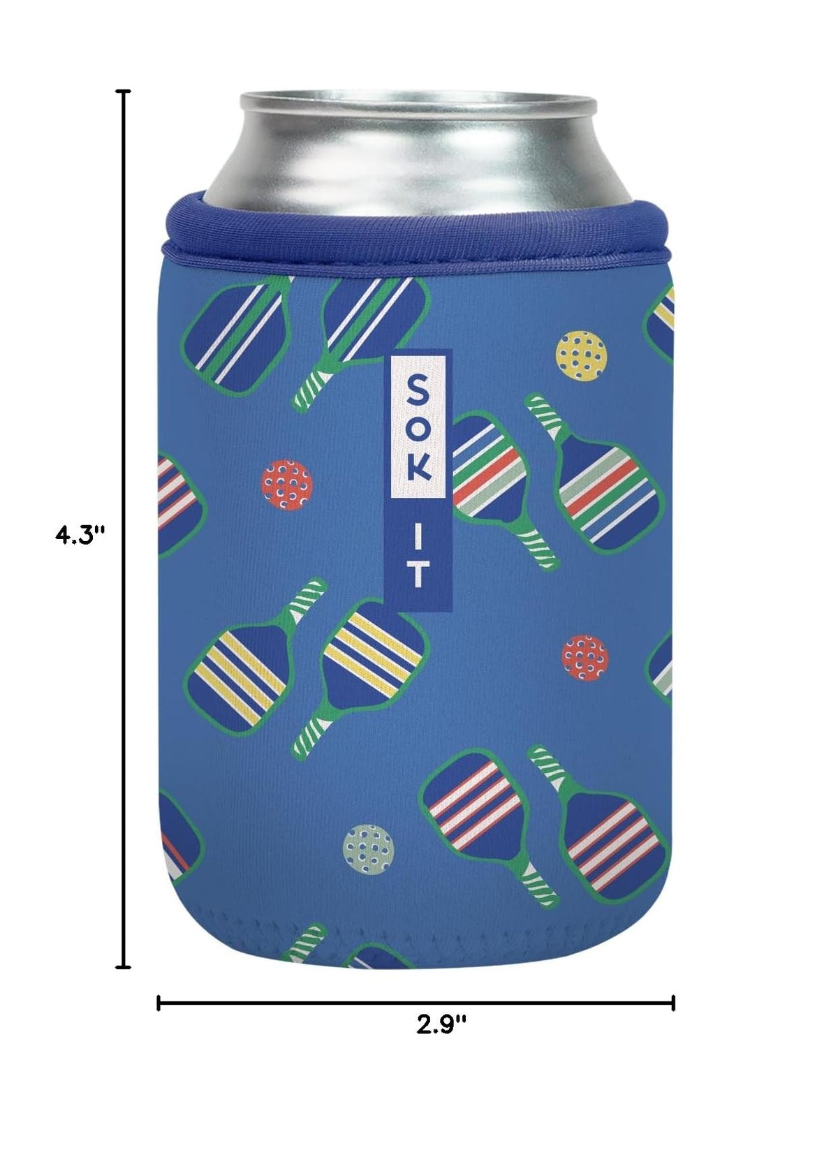 CanSok Sleeve for Beer & Soda Insulated Neoprene Cover (Pickleball / 12oz Can Sleeve)