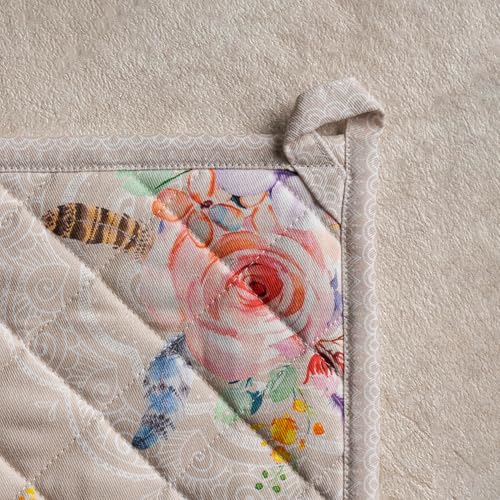 Pot Holders 100% Cotton Potholders (065 - Ibiza - Beige / 8" x 8" (Pot Holder Pack of 2))