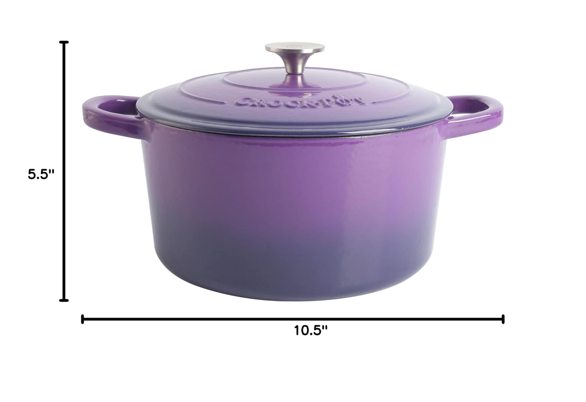 Artisan 7 Quart Round Enameled Cast Iron Dutch Oven (Lavender Purple / 7-Quart)