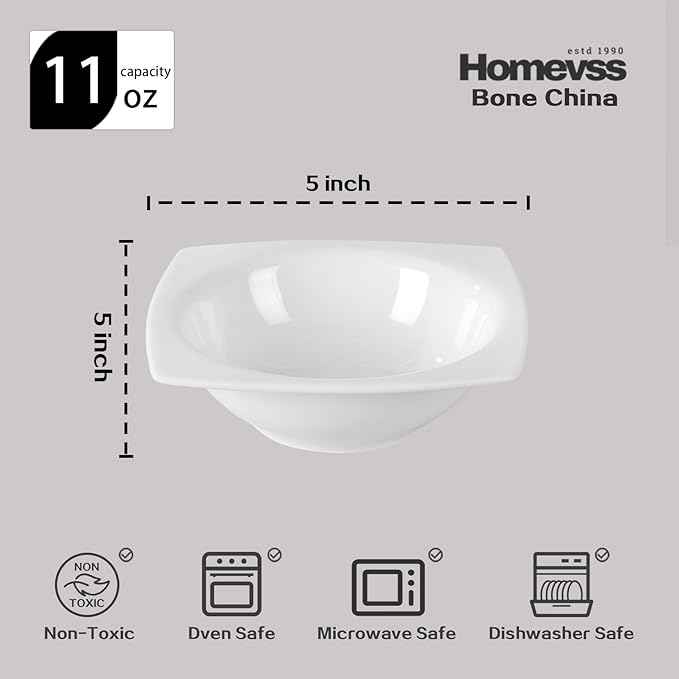 HomeVss, New Bone China Dinnerware SEt, Rim Square Shape, 40pc Set