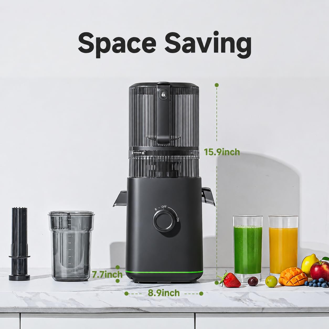 Aobosi 3-in-1 Juicer Machines, 6.5" Oversized Wide Feed Chute for Whole Fruits & Vegetables, 600 Max Cold Press Juicer with Pre-Cutter System, Triple Filtration, 99% Juice Yield (Black)