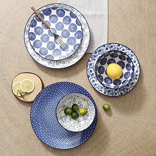 Ceramic Dinnerware Sets (Vintage Blue / 12 Pieces)