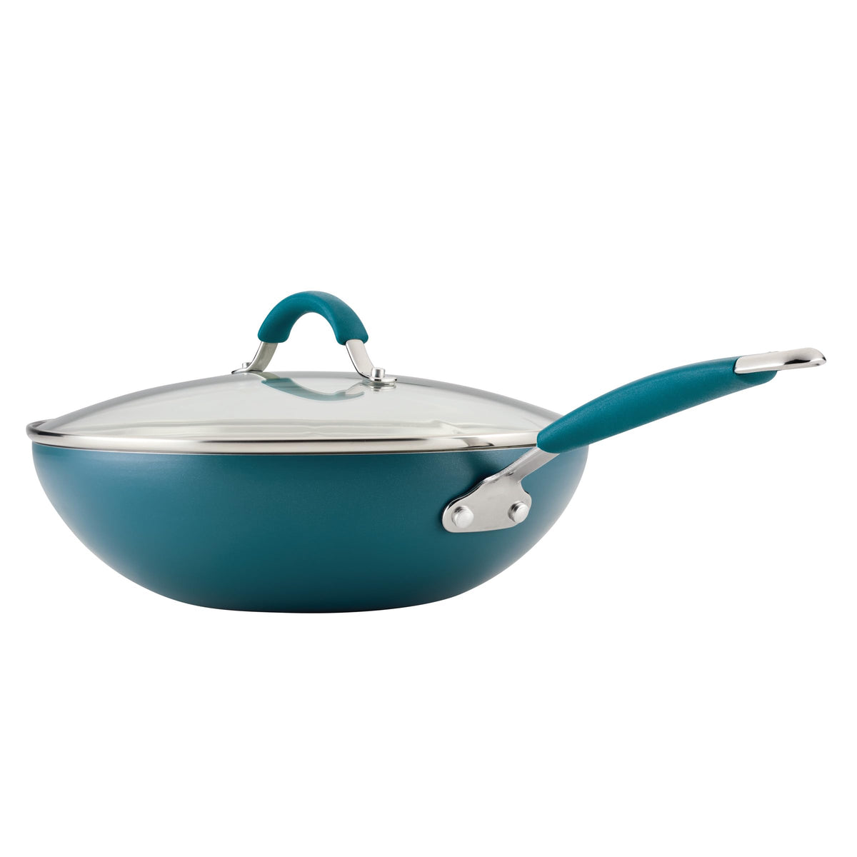 Cucina Ceramic Nonstick Stir Fry Pan and Lid (Wok (11") / Marine Blue)