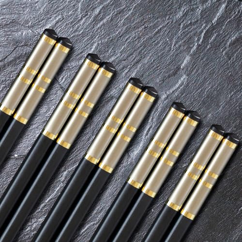 Chopsticks Reusable 5 Pairs Fiberglass Chopsticks Dishwasher Safe Square Lightweight Non (silvery-1)