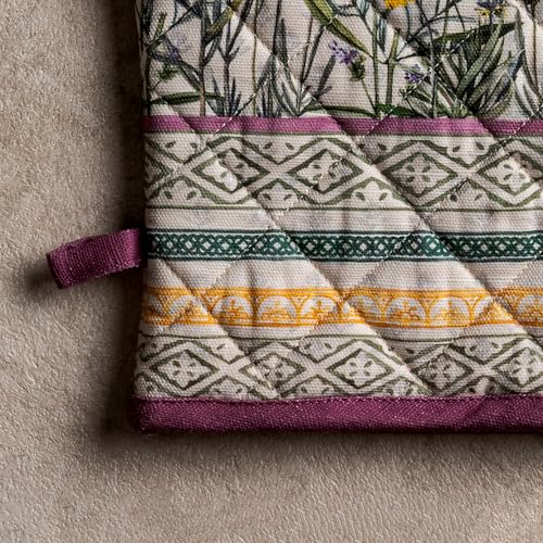 100% Cotton Oven Mitt & Pot Holder Set (016 - Fanny Lavender / 7.5" x 13" & 8" x 8" (Oven Mitt & Pot Holder))
