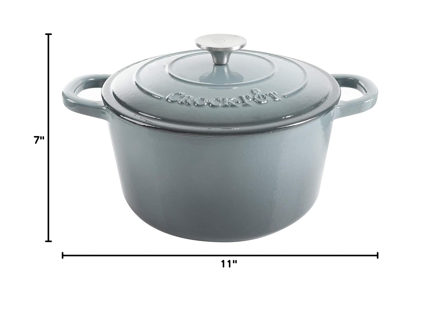 Artisan 7 Quart Round Enameled Cast Iron Dutch Oven (Slate Gray / 7-Quart)