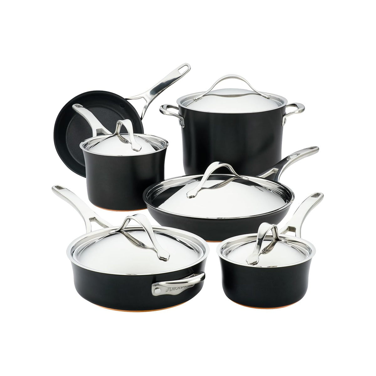 83874 Nouvelle Copper Hard Anodized Nonstick Cookware Set (Cookware Set (11 Piece) / Onyx)