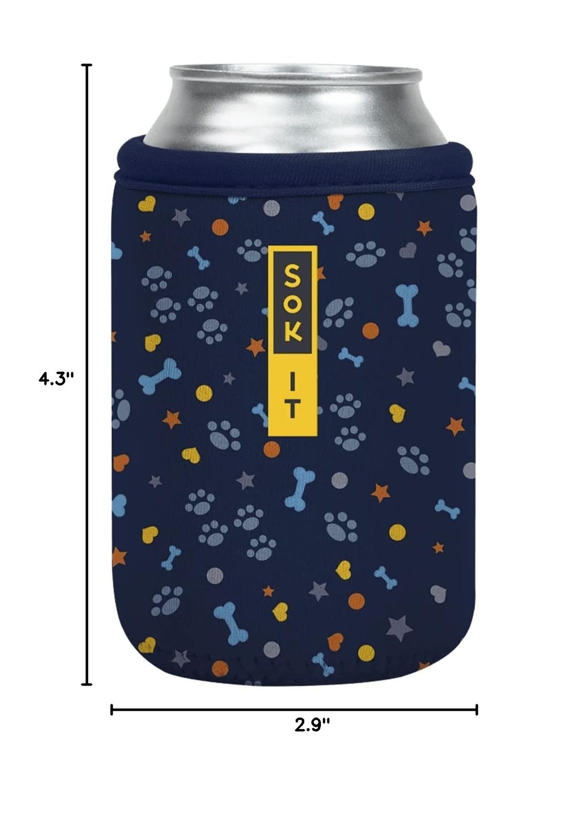 CanSok Sleeve for Beer & Soda Insulated Neoprene Cover (Paws and Bones / 12oz Can Sleeve)