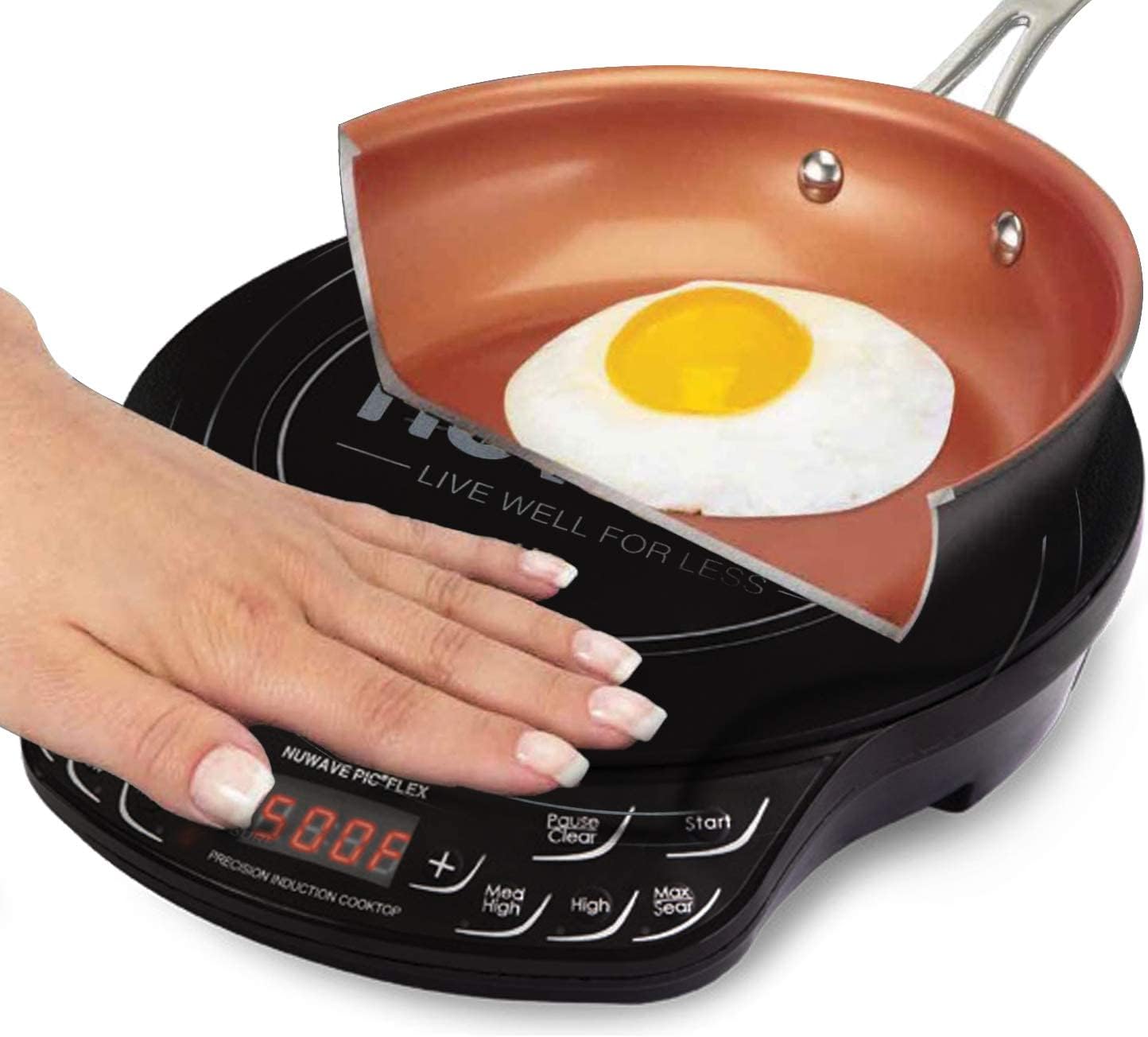 Nuwave PIC Flex with 9-inch Anodized Duralon, Non-Stick Fry Pan, Portable, Powerful Induction Cooktop, 6.5-Inch Heating Coil