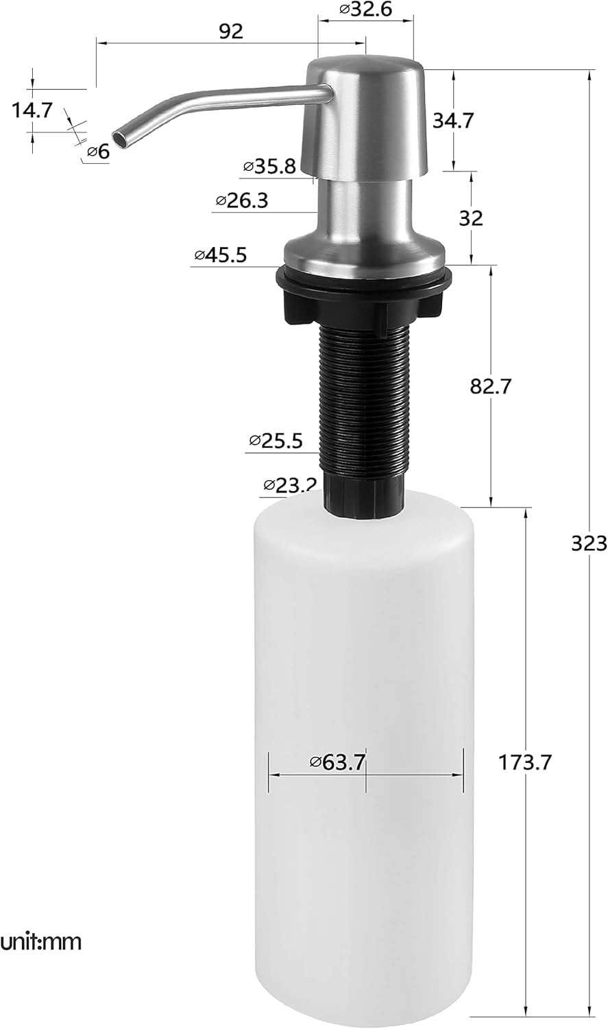 Styever Soap Dispenser for Kitchen Sink with Pump -16oz Bottle Built in Countertop Dish soap Dispenser with 4 Inch Spout- Oil Rubbed Bronze Sink Soap Dispenser Extension Kit with 47 Inch Tube