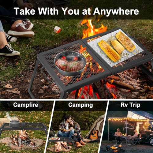 Portable Folding Charcoal Grills for Outdoor Cooking Bonfire BBQ (set2)