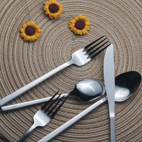 Cube 60 Piece Forged Stainless Steel Flatware Set Cutlery Set (Silver / 60 pieces for 12)
