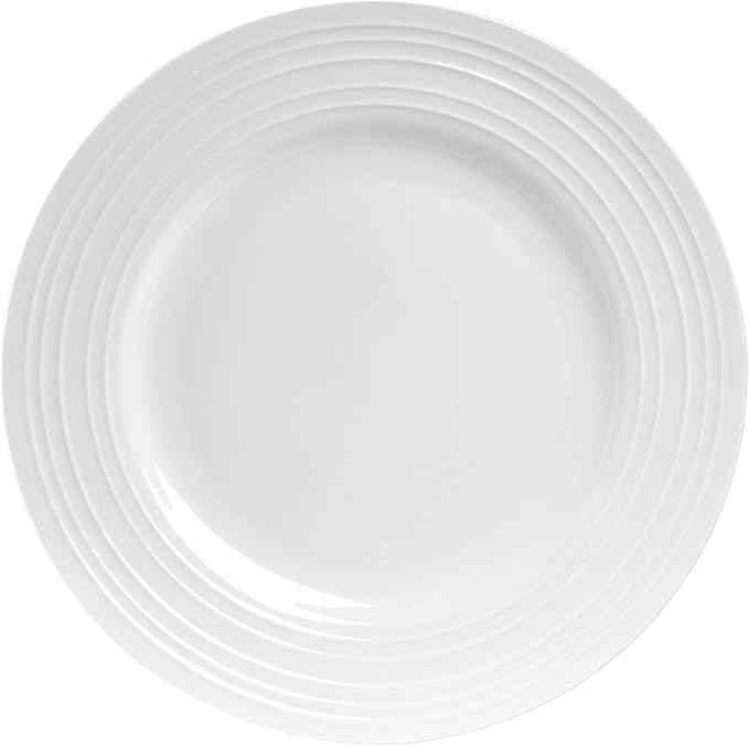 Stone lain Bone China Round Swirl Design 32 Piece Dinnerware Set, White