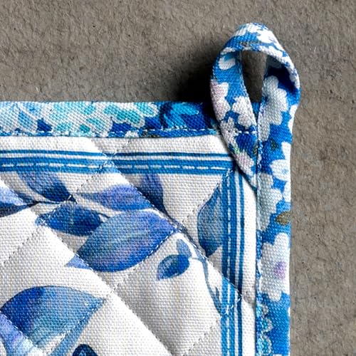 Pot Holders 100% Cotton Potholders (028 - Summer Blues / 8" x 8" (Pot Holder Pack of 1))