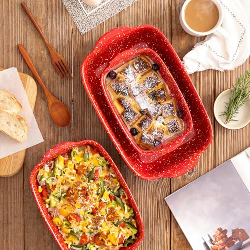3 Pack Ceramic Lasagna Pan (Red)