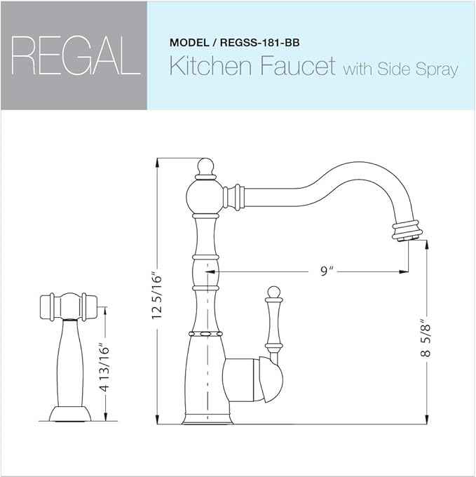 Houzer REGSS-181-BB Regal Traditional Kitchen Faucet, Brushed Brass