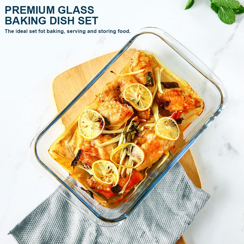 8 Piece Deep Glass Baking Dish with Lids