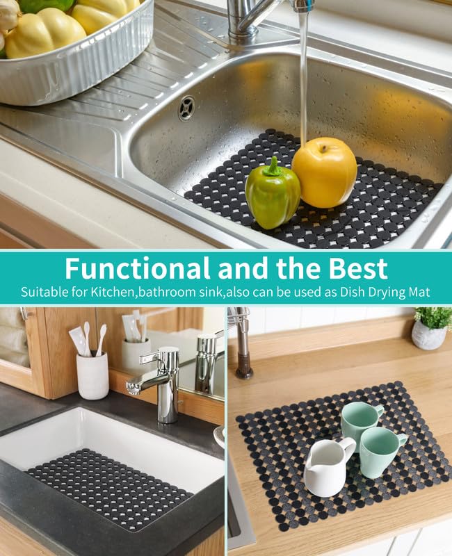 2 Pack Sink Mat for Kitchen Sink (Black)