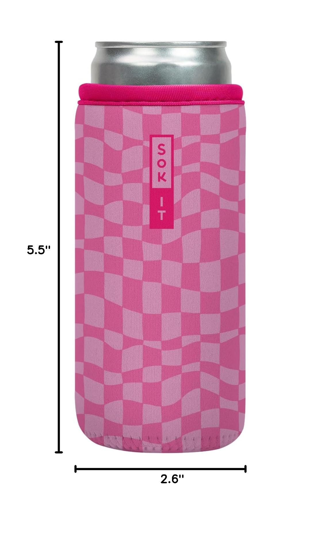 CanSok Sleeve for Beer & Soda Insulated Neoprene Cover (Pink Grand Prix / 12oz Slim Can Sleeve)