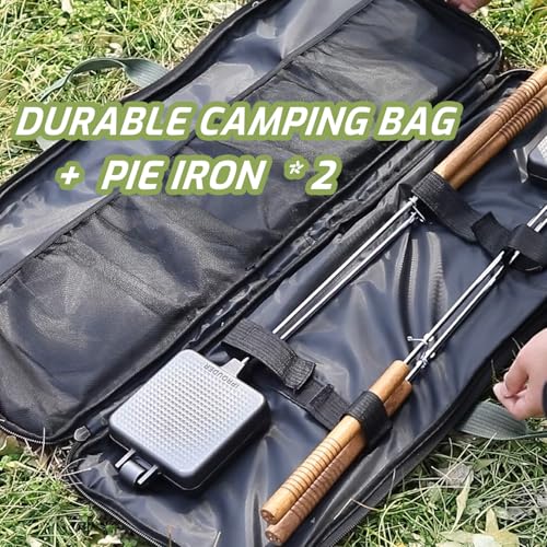Campfire Pie Iron 4.9" Large Cast Iron Sandwich Maker for Camping 2 Pcs with Storage Bag (2 Count)