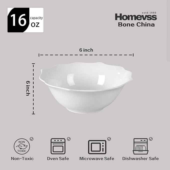 HomeVss, New Bone China Dinnerware Set, Embossed Lotus Design, 20pc Set
